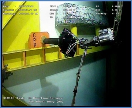 Subsea ROV cathodic protection survey — live frame from the offshore campaign